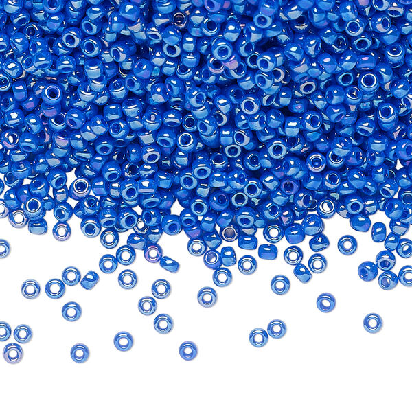 Seed bead, Miyuki, glass, pkg/25g, #11 rocaille, opaque rainbow cyan blue, (RR-483D). image number 0