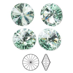 Chaton 144pk chrysolite foil back, Preciosa MAXIMA Czech crystal rhinestone 14mm rivoli