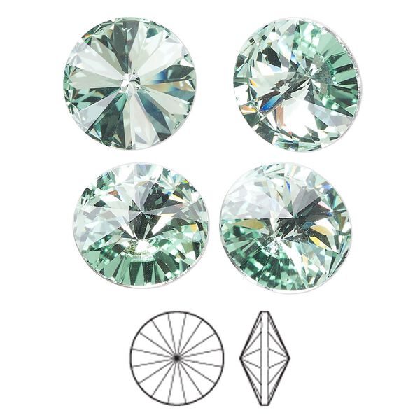 Chaton 144pk chrysolite foil back, Preciosa MAXIMA Czech crystal rhinestone 14mm rivoli image number 0