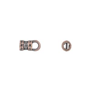 Crimp end, JBB Findings, antique copper-plated pewter (tin-based alloy), 6x5mm tube with loop, 2.75mm inside diameter. Sold per pkg of 2.