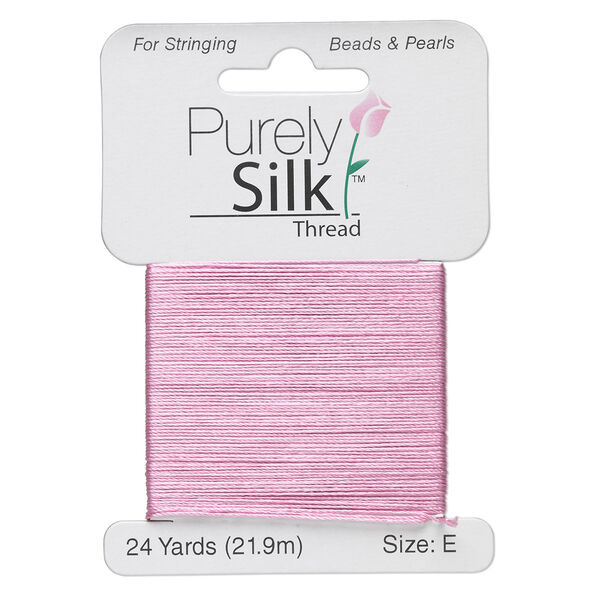 Thread, Purely Silk™, strawberry pink, size E. Sold per 24-yard card. image number 0