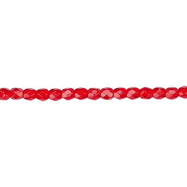 Bead, Czech fire-polished glass, light red, 3mm faceted round. Sold per pkg of 1,200 (1 mass). image number 0