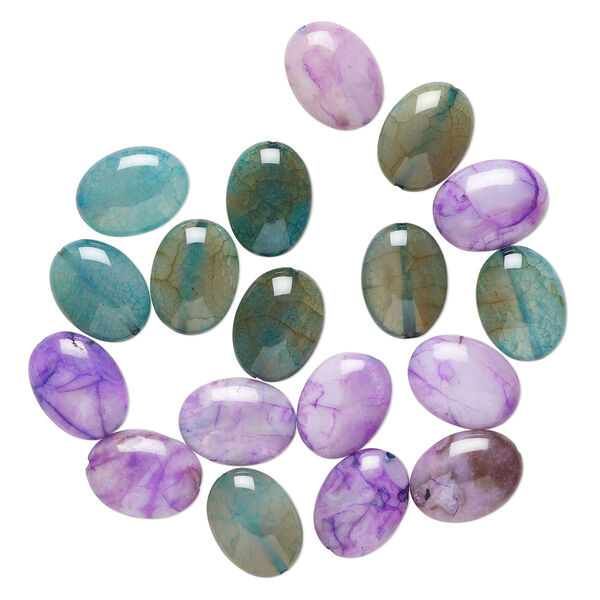 Agate / quartz 1pkg18, puffed oval bead 19x15mm-20x16mm image number 0