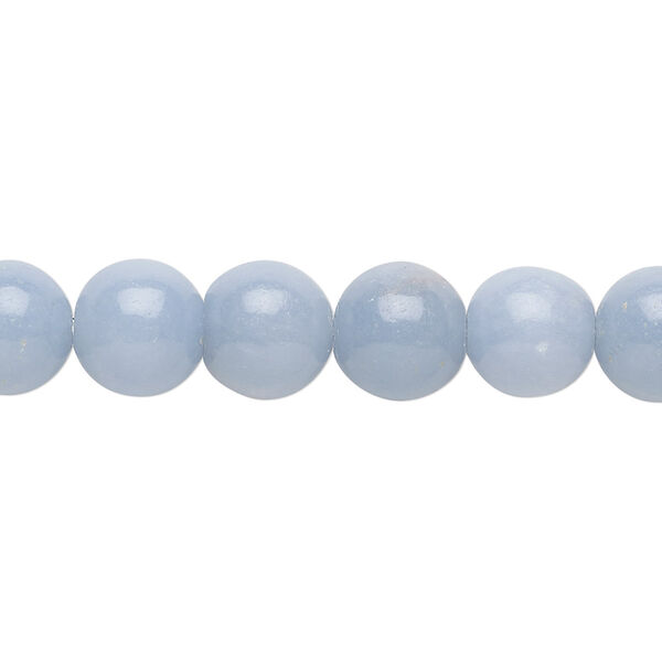 Bead, angelite (waxed), 10mm round, B grade, Mohs hardness 3 to 3-1/2. Sold per 15-1/2" to 16" strand. image number 0