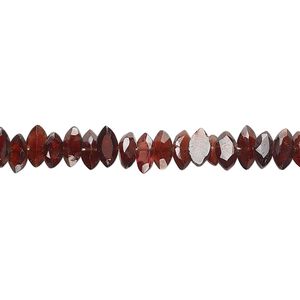Garnet 1pkg1, hand-cut faceted puffed marquise bead natural 8 inch 5x3mm-7x4mm