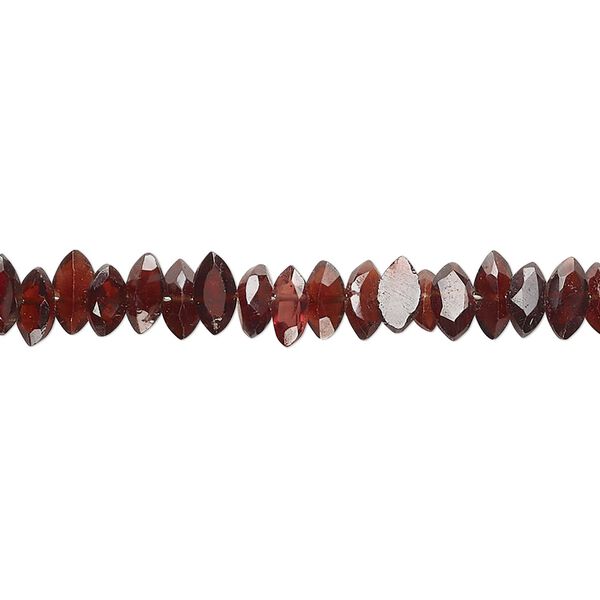 Garnet 1pkg1, hand-cut faceted puffed marquise bead natural 8 inch 5x3mm-7x4mm image number 0