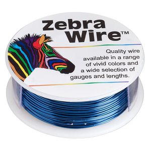 Wire, Zebra Wire™, color-coated copper, sapphire blue, round, 22 gauge. Sold per 1/4 pound spool, approximately 45 yards (41 meters).