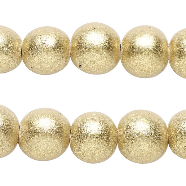 Taiwanese cheesewood 1pkg2, hand-cut painted round bead 15.5-16 inch frosted yellow gold 12mm image number 0