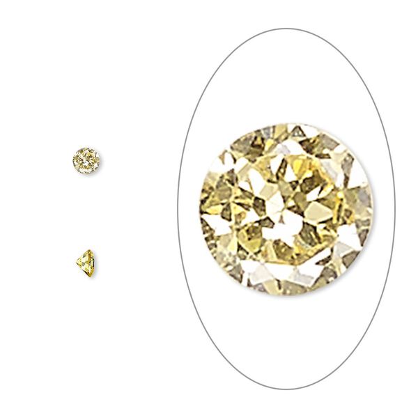 Gem, cubic zirconia, topaz gold, 3mm faceted round, Mohs hardness 8-1/2. Sold per pkg of 5. image number 0