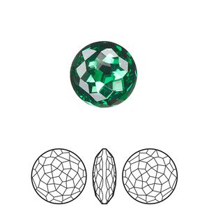 Round stone 48pk majestic green foil back, Swarovski® 14mm fancy round 1383