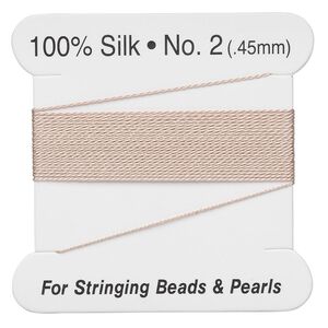Thread, silk, light pink, size #2. Sold per 2-meter card.