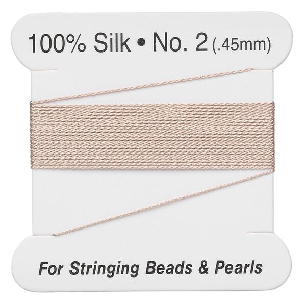 Thread, silk, light pink, size #2. Sold per 2-meter card. image number 0
