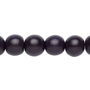 Bead 1pkg1, Taiwanese cheesewood (dyed / waxed), black, 9-10 round, 15-1/2 to 16 inches.