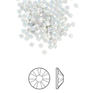 Flat back 1440pk white opal foil back, Swarovski® 2.1-2.3mm rose round SS7 2058
