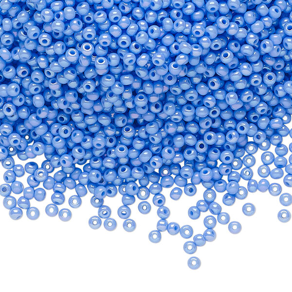 Seed bead, Preciosa Ornela Czech glass, pkg/50g, #11 rocaille, opaque rainbow powder blue, (34020). image number 0