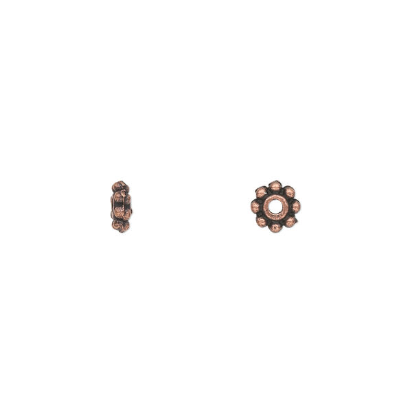 Bead, antique copper-plated "pewter" (zinc-based alloy), 5x2mm double-sided rondelle. Sold per pkg of 100. image number 0