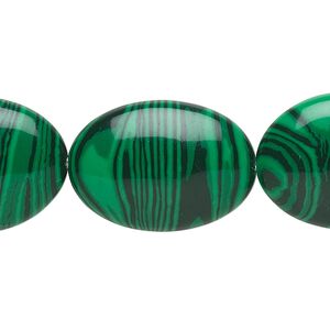 Bead, "malachite" (resin) (imitation), dark and light green, 25x18mm flat oval. Sold per 15-1/2" to 16" strand.