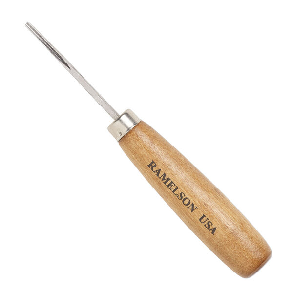 Micro carving tool, Ramelson USA®, wood and steel, brown, 5-1/4 inches with 1.5mm 60-degree pre-sharpened V-shape. Sold individually. image number 0