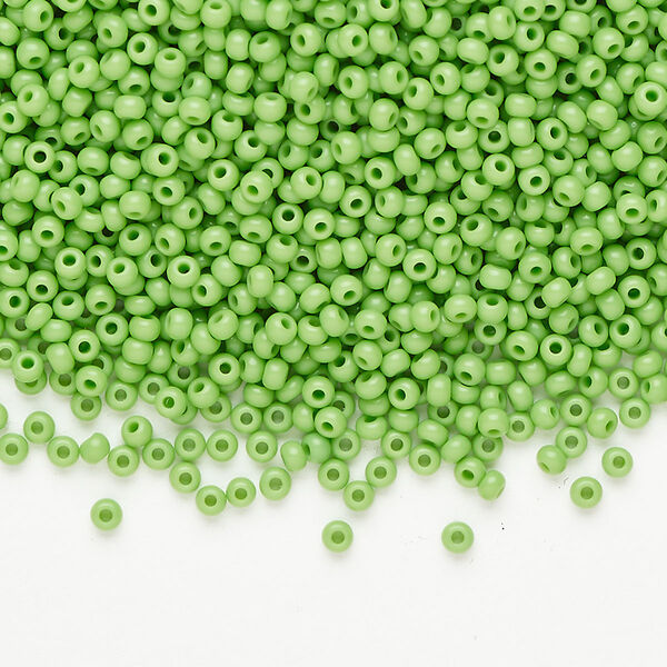 Seed bead glass 1pkg1 #11 round, opaque light green image number 0