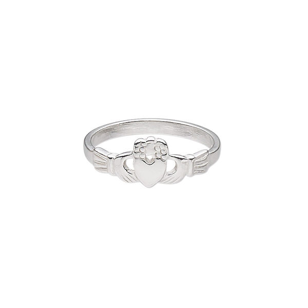 Ring, sterling silver, 7.5mm wide with Claddagh, size 7. Sold individually. image number 0