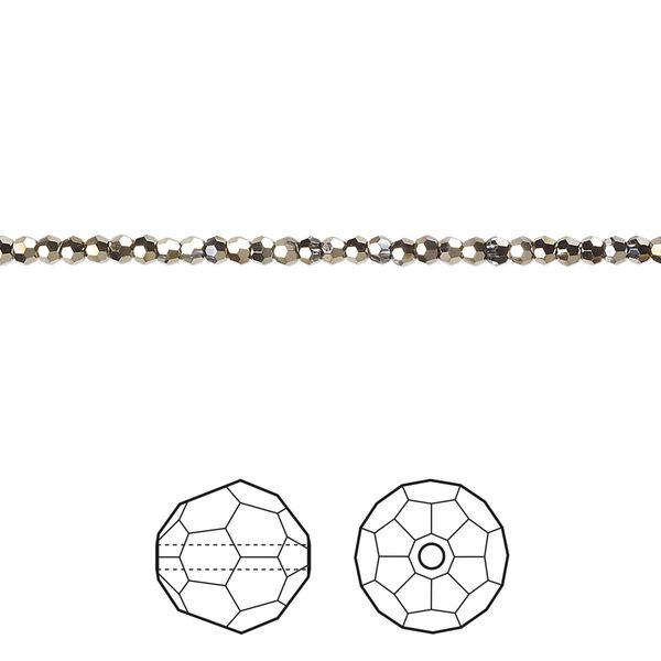 Bead 1440pk crystal metallic light gold 2X, Swarovski® 2mm round 5000 image number 0