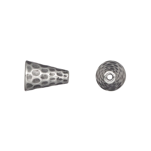 Cone, TierraCast®, pewter (tin-based alloy), 12.5x9mm hammered. Sold per pkg of 2. image number 0
