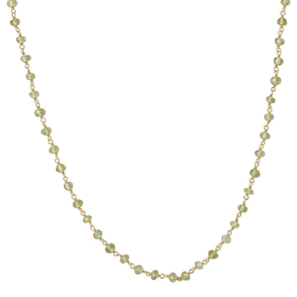 Necklace, peridot (natural) and gold-finished sterling silver, 3.5-4mm hand-cut faceted rondelle, 18 inches with S-hook clasp. Sold individually. image number 0