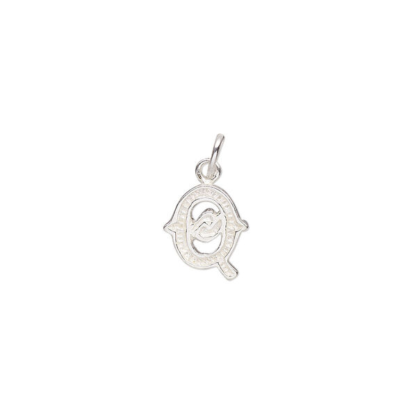 Charm, sterling silver, 10x9mm fancy block alphabet letter "Q." Sold individually. image number 0