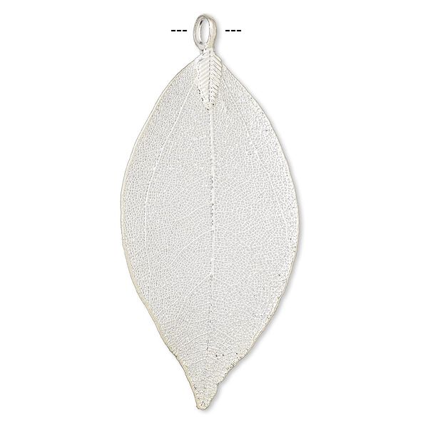 Pendant, Everyday Jewelry, Indian rubber plant and silver-plated brass, 48x20mm-77x51mm leaf. Sold individually. image number 0