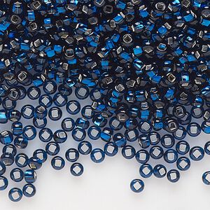 Seed bead, Preciosa Ornela Czech glass, pkg/500g, #11 rocaille, transparent silver-lined dark aquamarine, (67100).