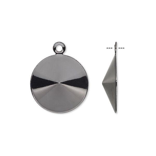 Drop, Almost Instant Jewelry®, gunmetal-finished brass, 17mm round with 16mm rivoli setting. Sold per pkg of 10. image number 0