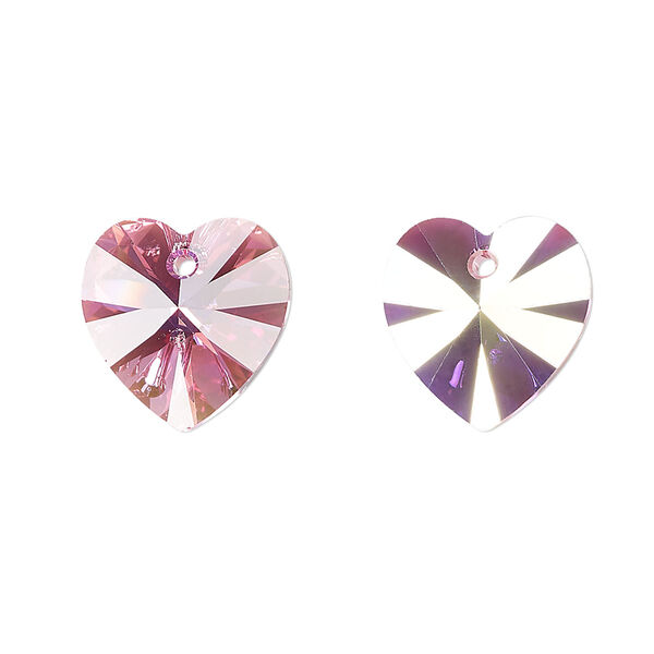 Drop 2pk rose AB, Crystal Passions® 14mm pendant heart 6228 image number 0