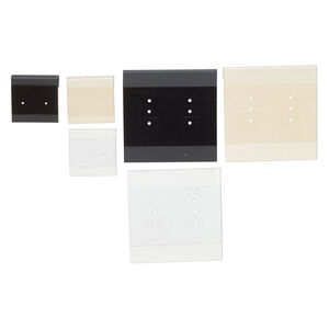 Earring card mix, flocked acrylic, matte black / cream / off-white, 1x1-inch and 2x2-inch square. Sold per pkg of 50.