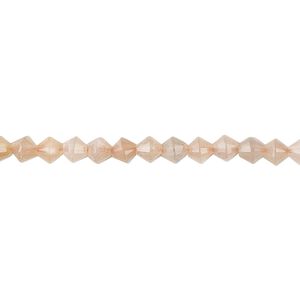 Peach moonstone 1pkg1, faceted bicone bead natural 15.5-16 inch 4mm