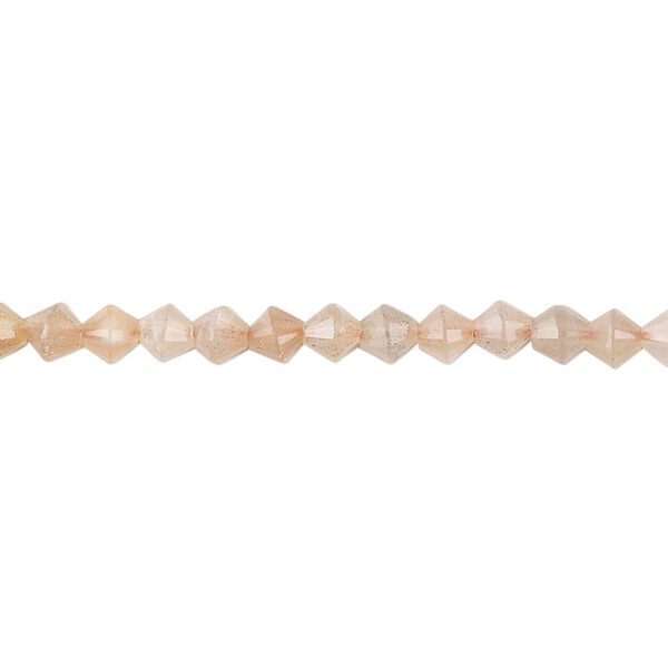 Peach moonstone 1pkg1, faceted bicone bead natural 15.5-16 inch 4mm image number 0
