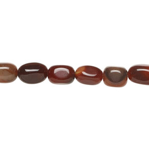 Red agate / black agate 1pkg1, pebble bead, 15 inch small to medium / dark