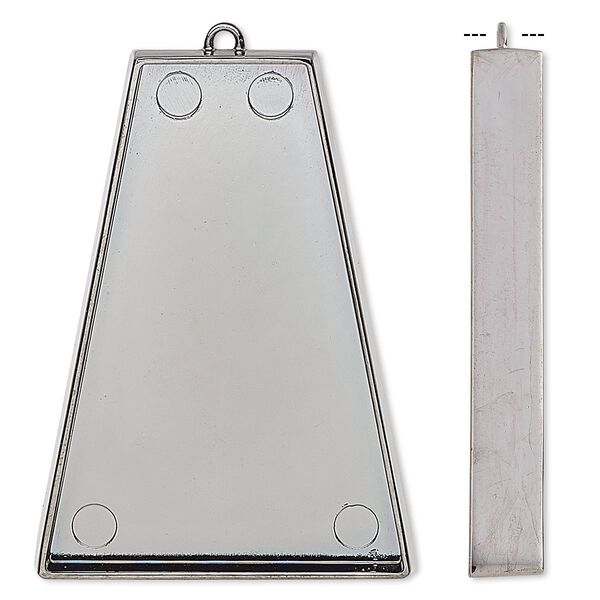 Focal, gunmetal-plated "pewter" (zinc-based alloy), 46x33.5mm trapezoid with 44x30mm non-calibrated trapezoid setting. Sold individually. image number 0
