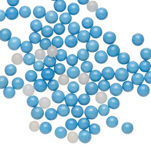 Bead, glass, opaque blue, 4mm undrilled round. Sold per pkg of 100.