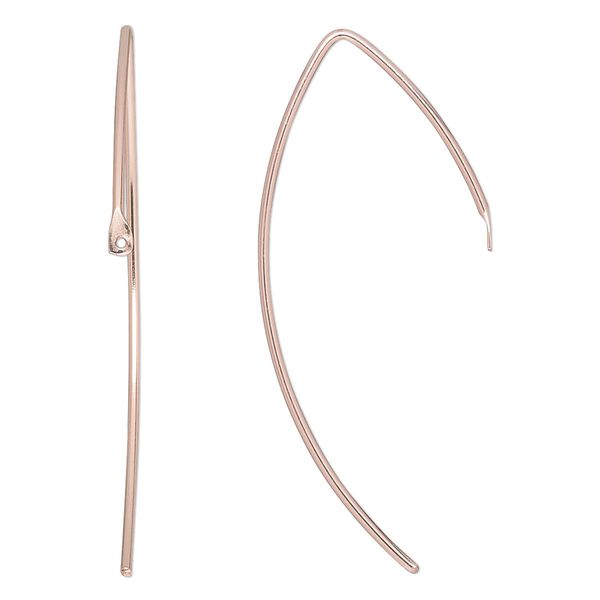 Ear wire 1pkg2 14Kt rose gold-filled, 21mm marquise / closed loop, 18 gauge 1 pair image number 0