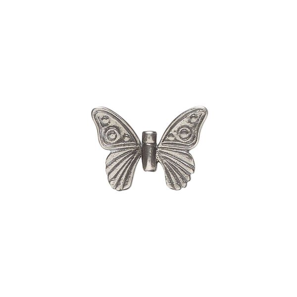 Bead, JBB Findings, antiqued sterling silver, 17x13mm butterfly. Sold individually. image number 0