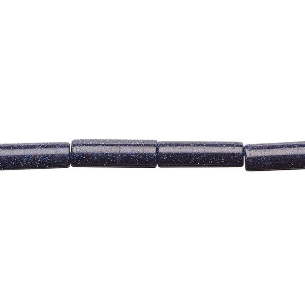 Bead, blue goldstone (glass) (man-made), 13x4mm round tube. Sold per 15-1/2" to 16" strand. image number 0