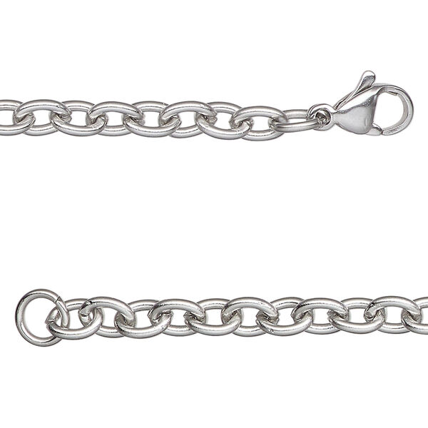 Chain, stainless steel, 4.5mm cable, 18 inches with lobster claw clasp. Sold individually. image number 0