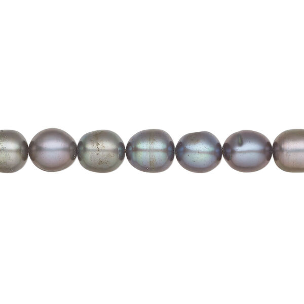 Freshwater pearl 1pkg1 rice, 14 inch peacock 6-7mm cultured image number 0