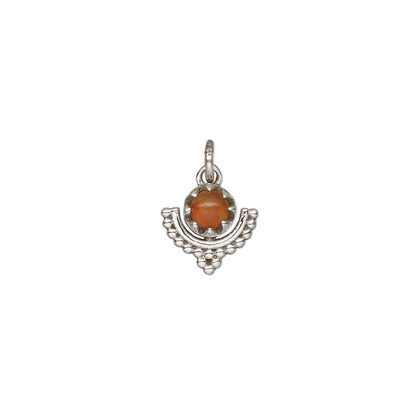 Carnelian / sterling silver 1pkg1, beaded drop antiqued 10x10mm image number 0