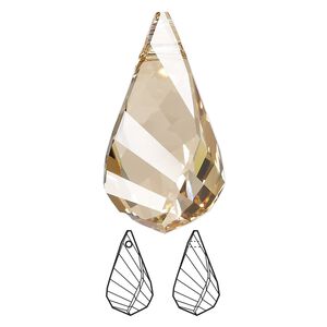 Focal 1pk crystal golden shadow, Crystal Passions® 30x16mm pendant helix 6020