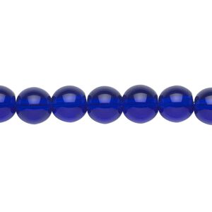 Bead, glass, cobalt blue, 8mm round. Sold per 36-inch strand.