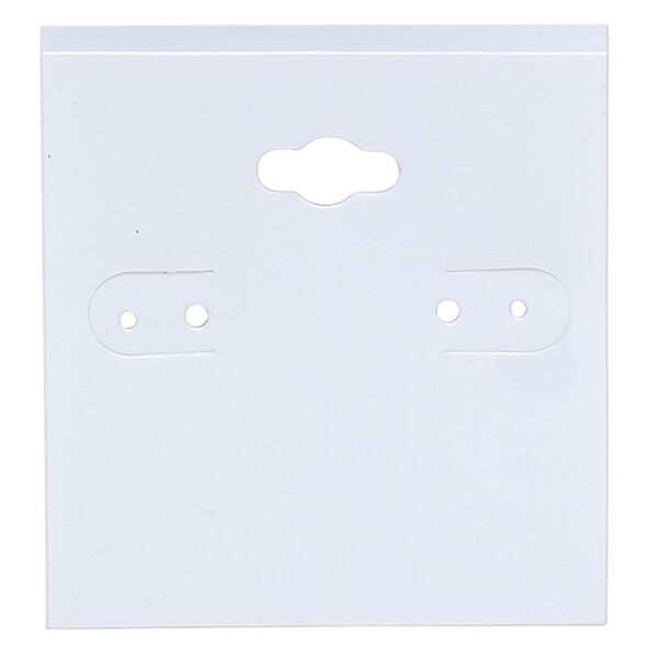 Earring card, PVC plastic, opaque white-blue, 2x2 inch square. Sold per pkg of 100. image number 0