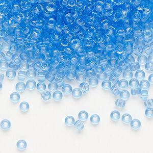Seed bead, Miyuki, glass, pkg/250g, #8 rocaille, transparent cornflower blue (RR-159).
