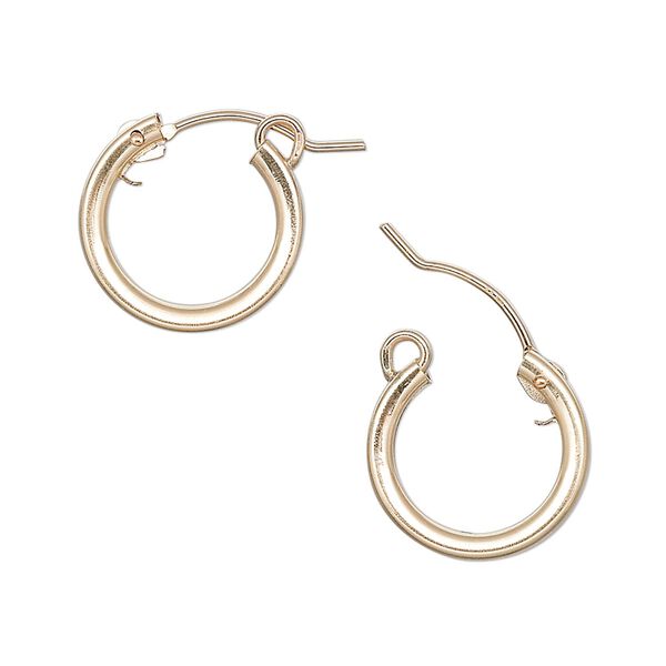 Earring, 14Kt gold-filled, 15mm flexible round hoop with latch-back closure. Sold per pair. image number 0