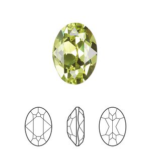 Fancy stone 48pk citrus green foil back, Swarovski® 18x13mm oval 4120